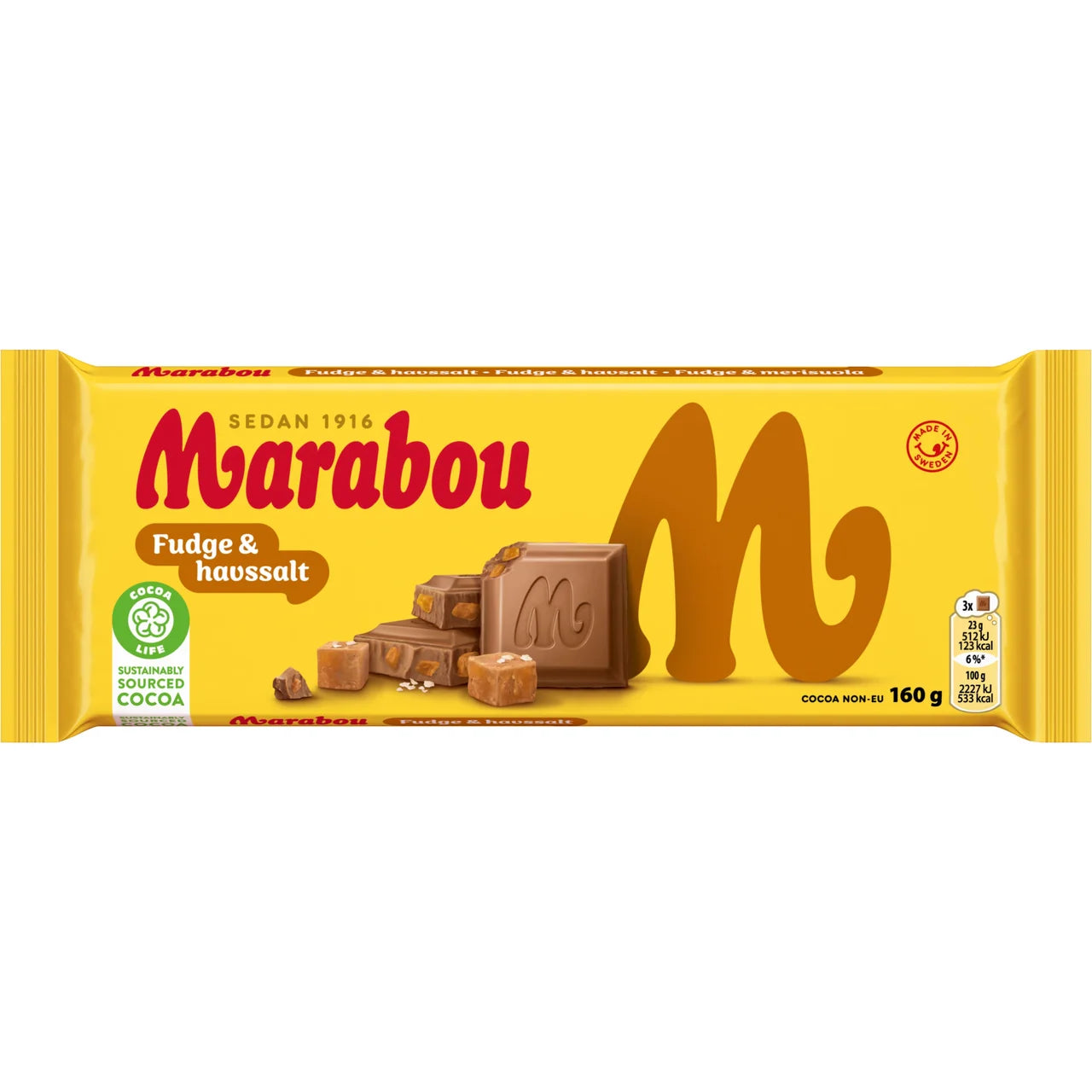 Marabou Fudge & Havssalt – Milk Chocolate with Fudge & Sea Salt | 160g (5.64 oz)