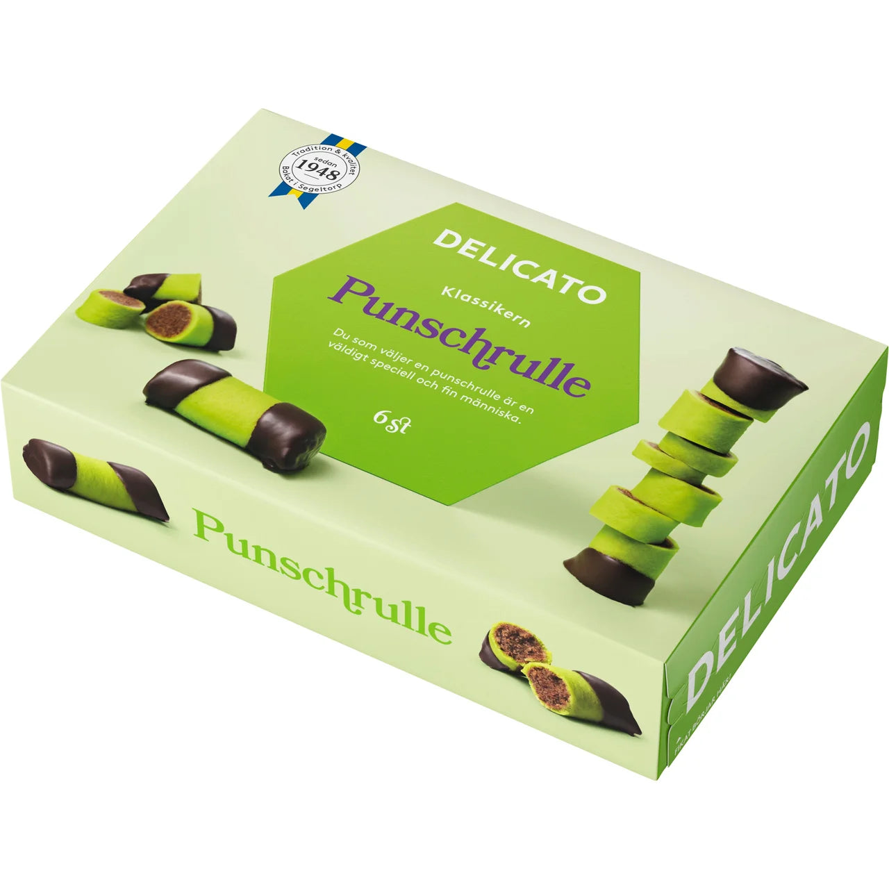 Delicato Punschrulle 6-pack – Classic Swedish "Vacuum Cleaner" Pastry | 240g (8.47 oz)