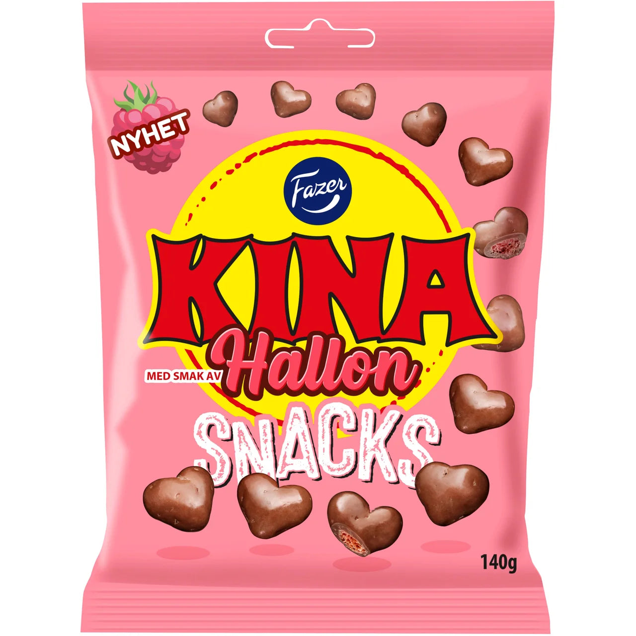Fazer Kina Raspberry – Finnish Milk Chocolate Snacks with Raspberry Filling | 140 g (4.94 oz)