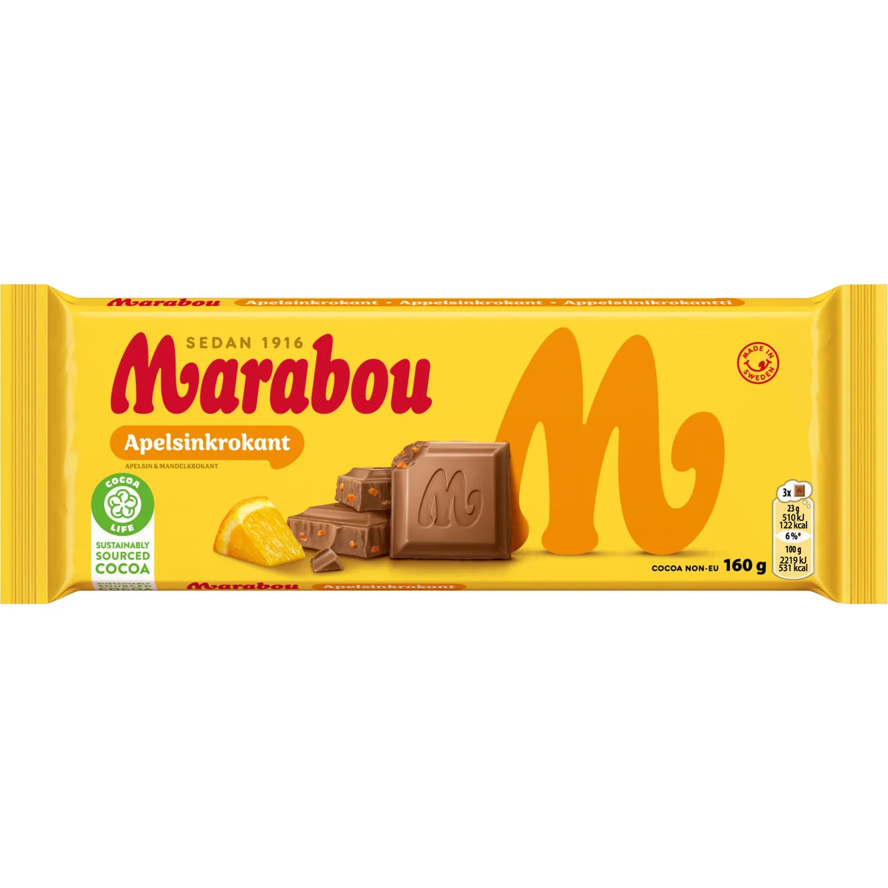 Marabou Apelsinkrokant – Milk Chocolate with Orange Crunch | 160g (5.64 oz)