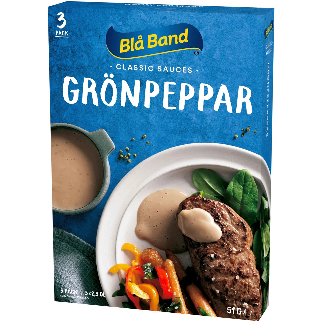 Blå Band Green Peppercorn Sauce – Creamy Pepper Sauce Mix | 3-pack 750 ml (25.4 fl oz)