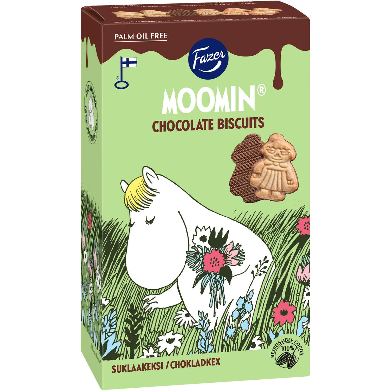 Fazer Moomin Chocolate Biscuits – Moomin-Shaped Cookies with Milk Chocolate | 175 g (6.17 oz)