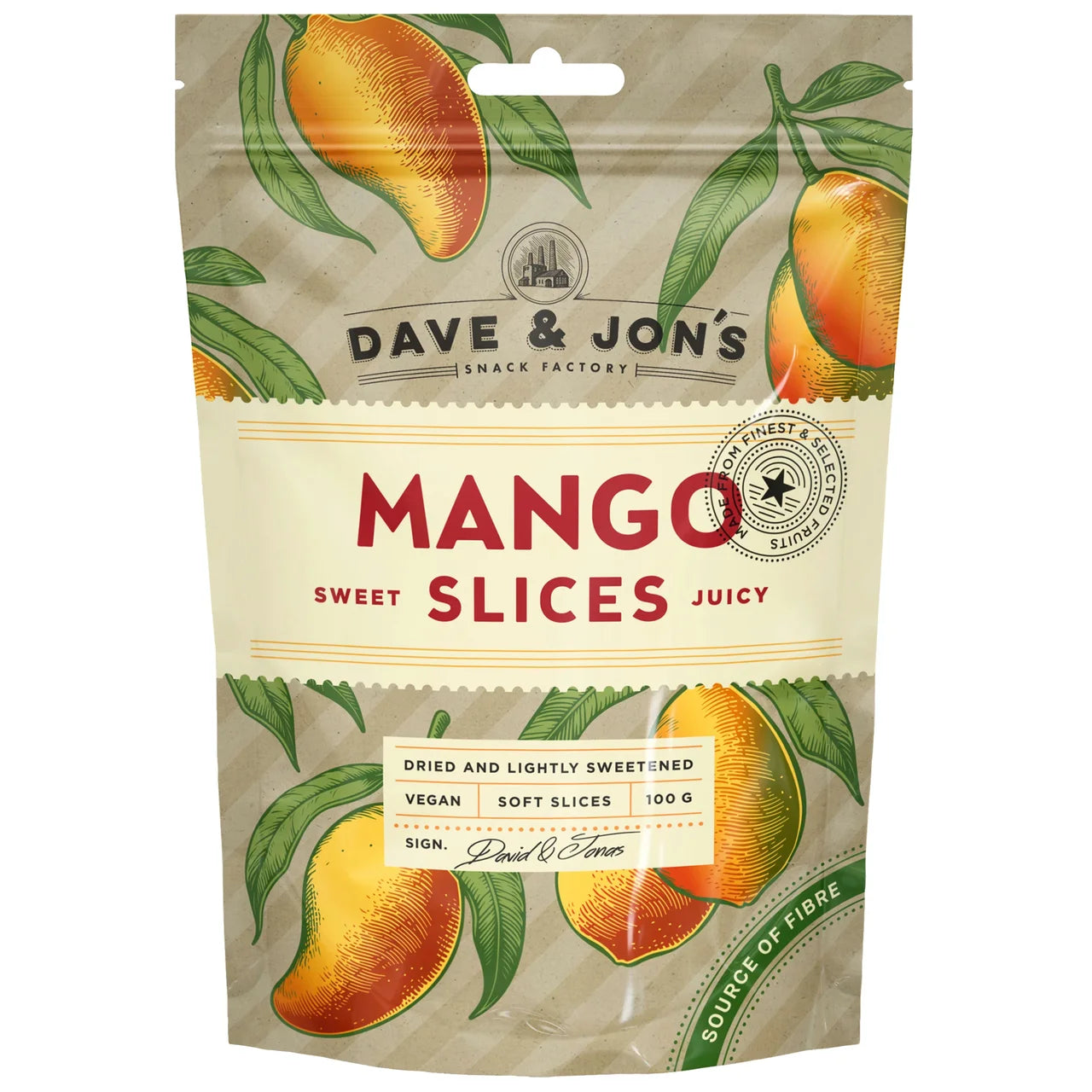 Dave & Jon's Torkad Mango – Naturally Dried Swedish-Style Mango Slices | 100g (3.53 oz)