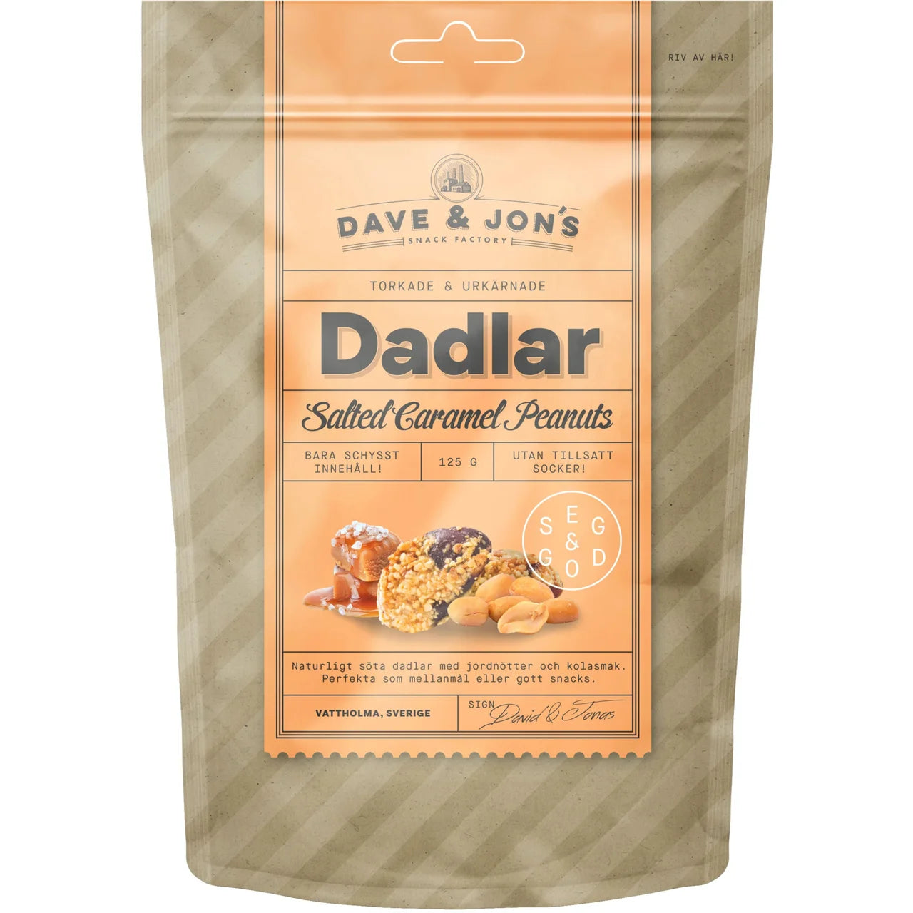 Dave & Jon's Dadlar Salted Caramel Peanuts – Salted Caramel & Peanut Dates | 125g (4.41 oz)