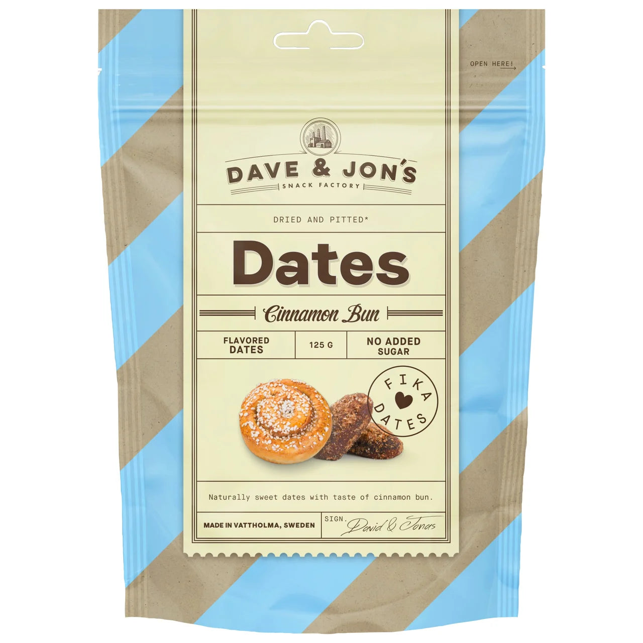Dave & Jon's Dadlar Kanelbulle – Swedish Cinnamon Bun Flavored Dates | 125g (4.41 oz)