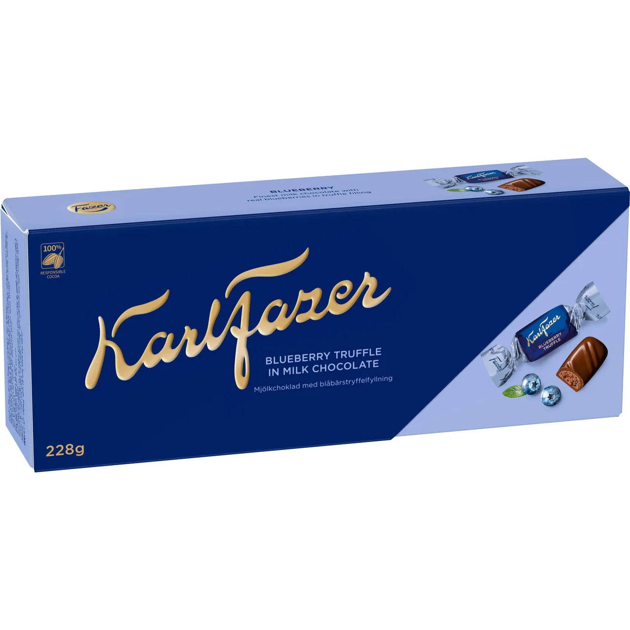 Fazer Milk Chocolate Blueberry Pralines – Finnish Milk Chocolate with Blueberry Filling | 228 g (8.04 oz)