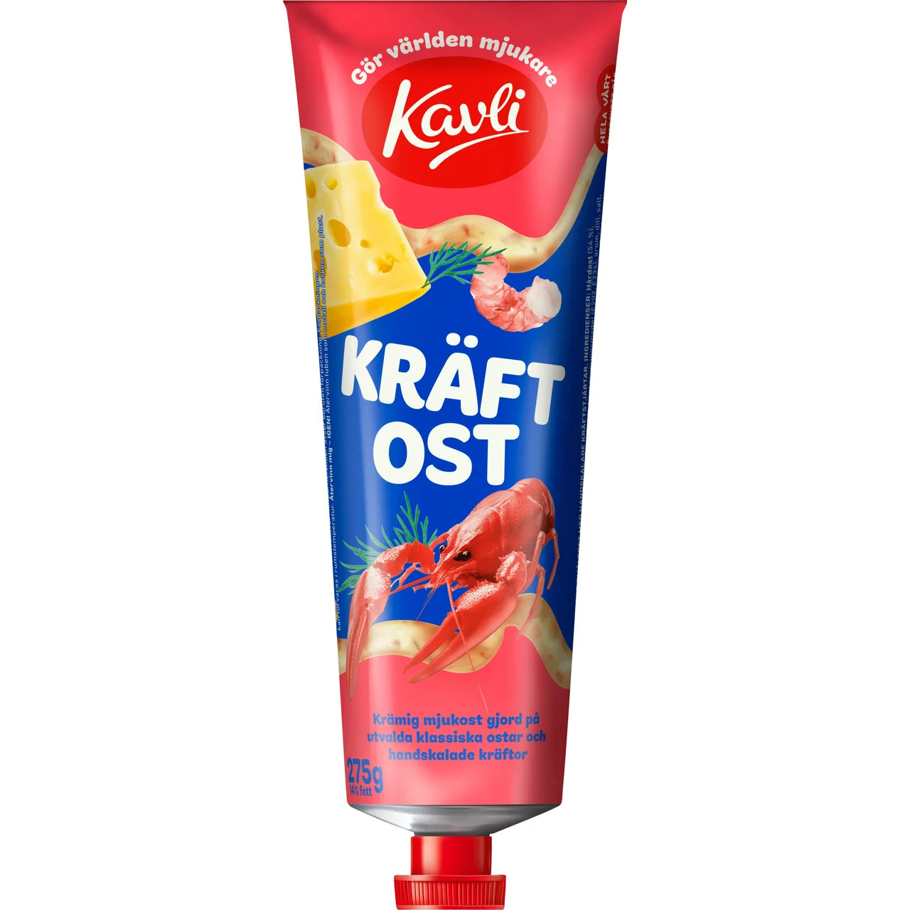 Kavli Crayfish Cheese Spread Tube – Swedish Soft Cheese with Crayfish | 275 g (9.70 oz)