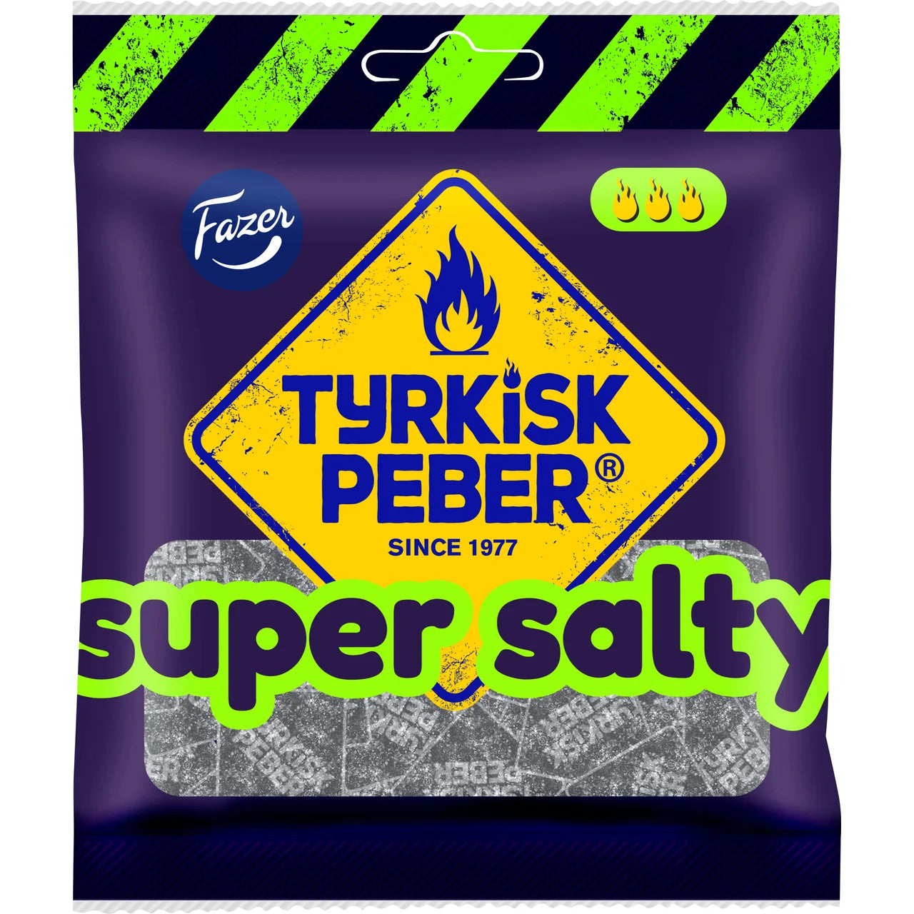 Fazer Tyrkisk Peber Super Salty Sugar Bags – Strong Nordic Salmiak Powder Candy | 80 g (2.82 oz)