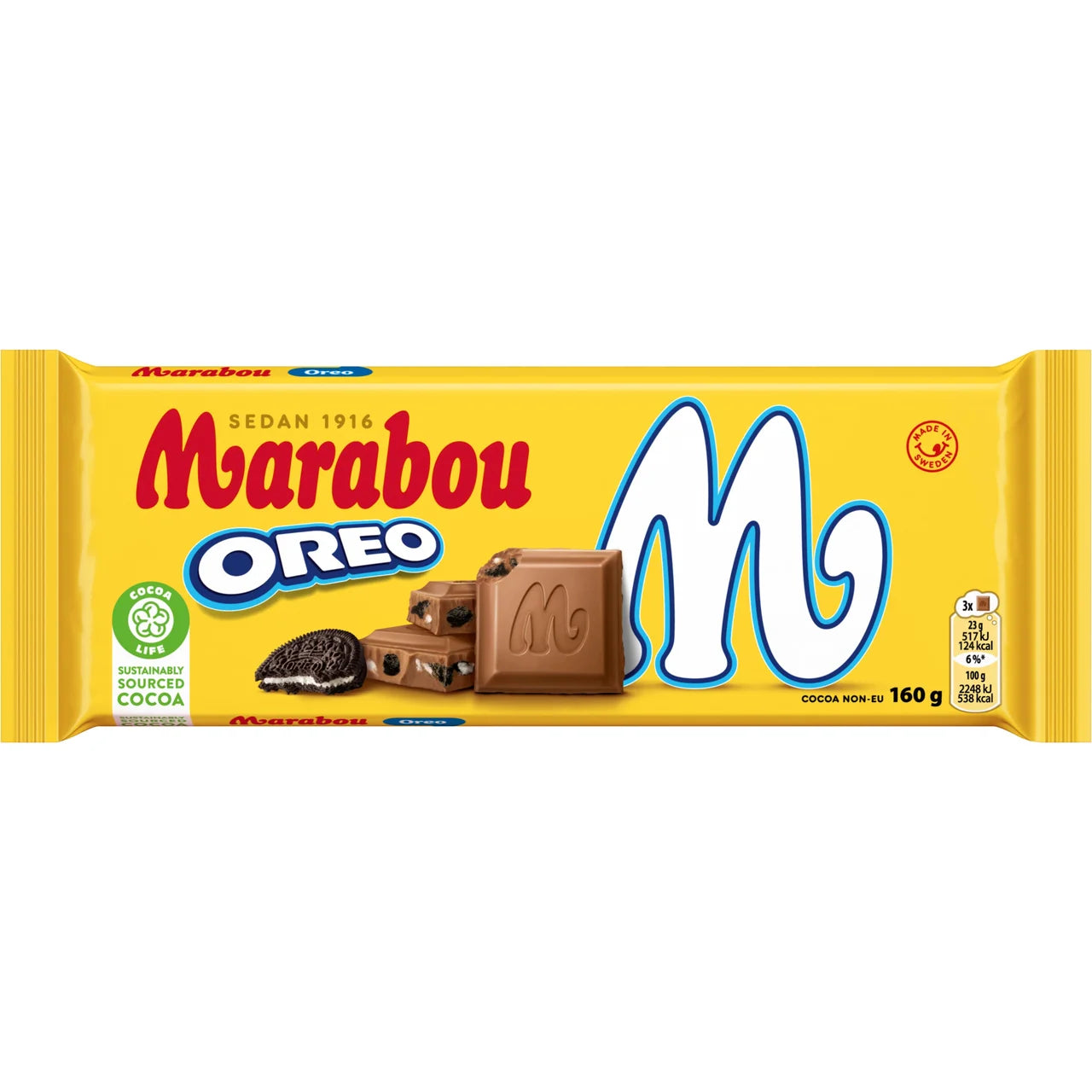 Marabou Mjölkchoklad Oreo – Milk Chocolate with Oreo Pieces | 160g (5.64 oz)