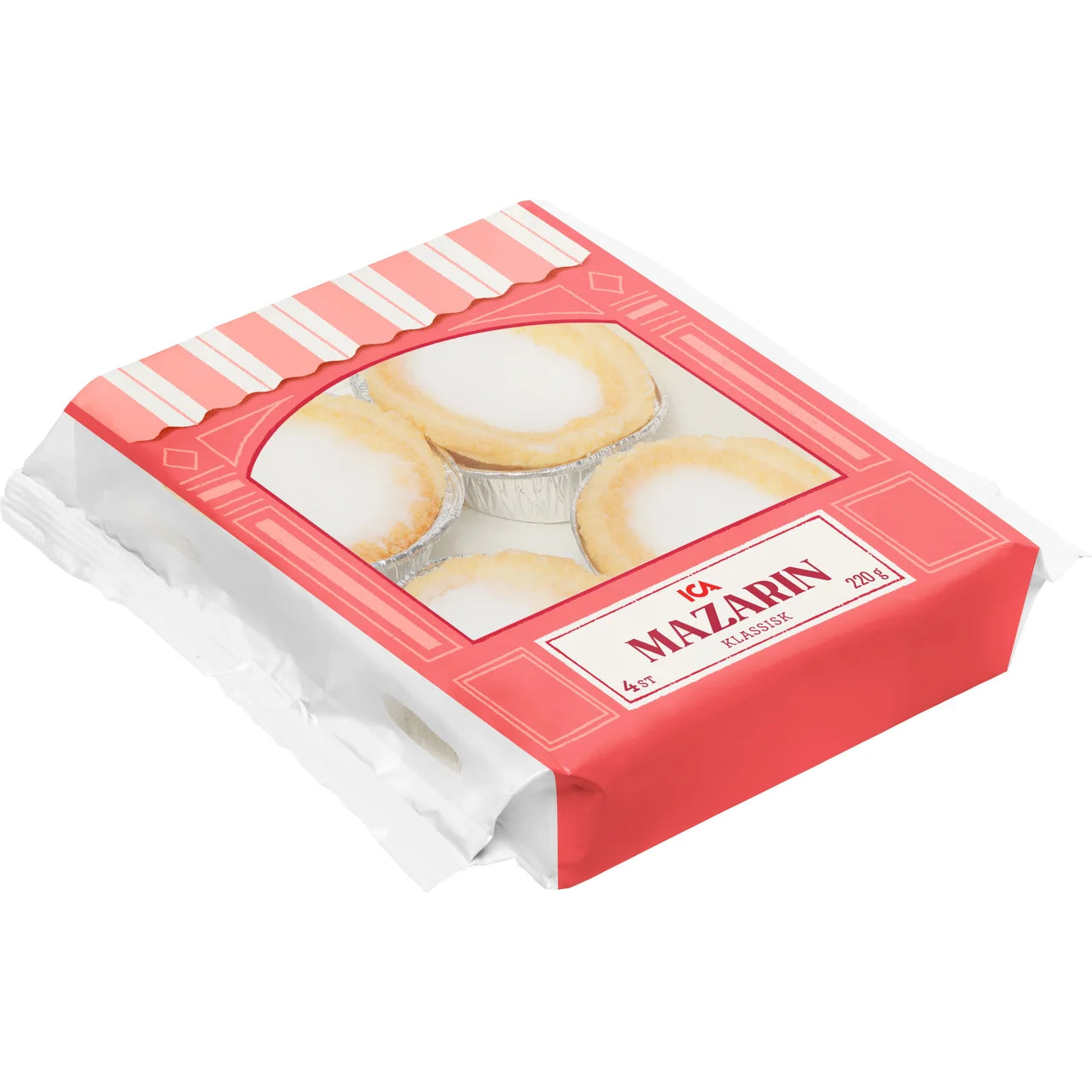 ICA Mazariner Classic Almond Tarts – Swedish Shortcrust Pastries with White Icing 4-Pack | 220 g (7.76 oz)