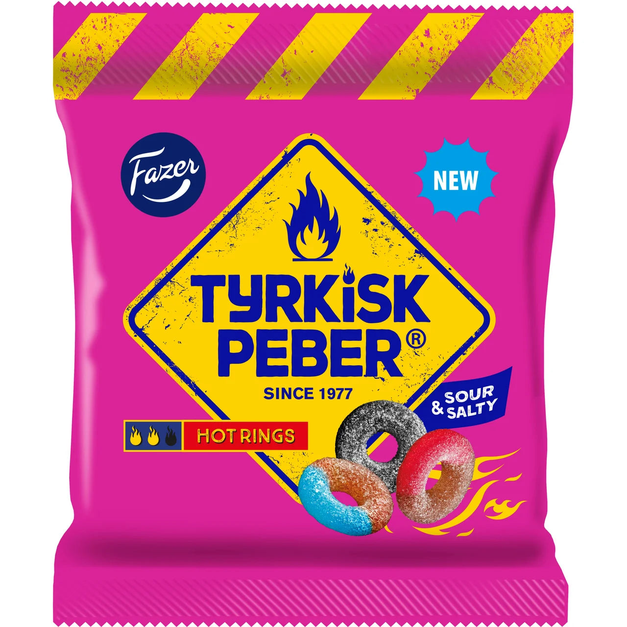 Fazer Tyrkisk Peber Hot Rings – Nordic Salty Licorice Ring Candy with a Hot Kick | 150 g (5.29 oz)