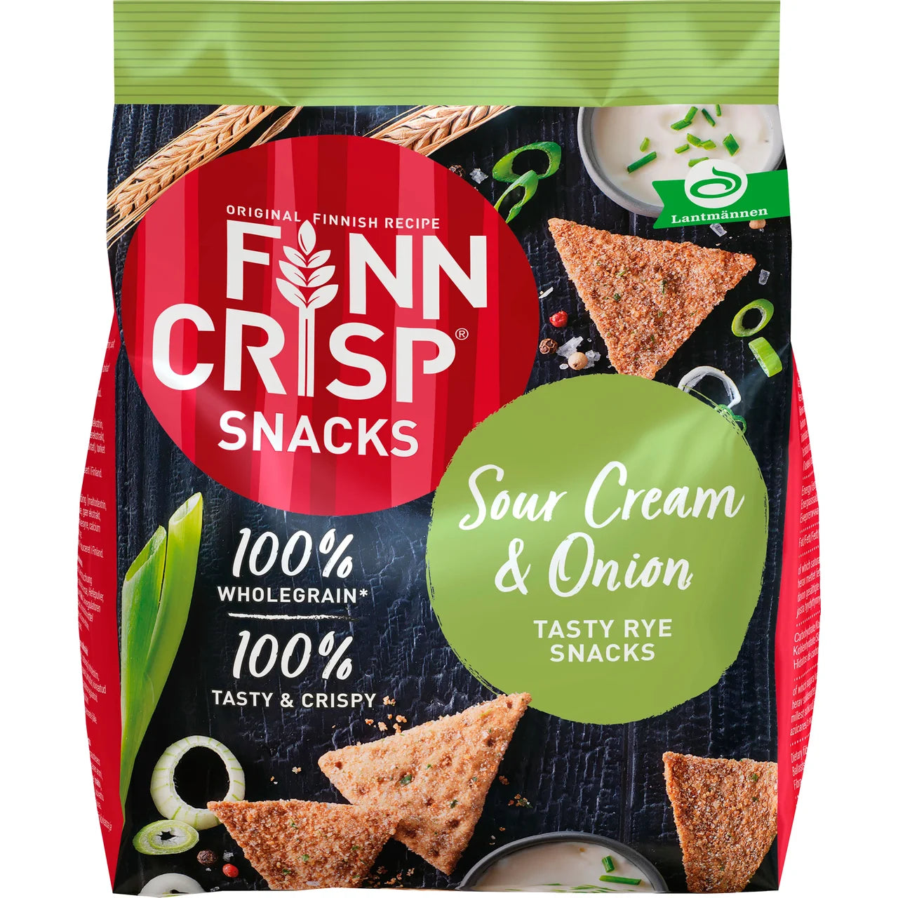 Finn Crisp Rye Snack Sour Cream & Onion – Nordic Rye Crisps with Sour Cream & Onion | 150g (5.29 oz)